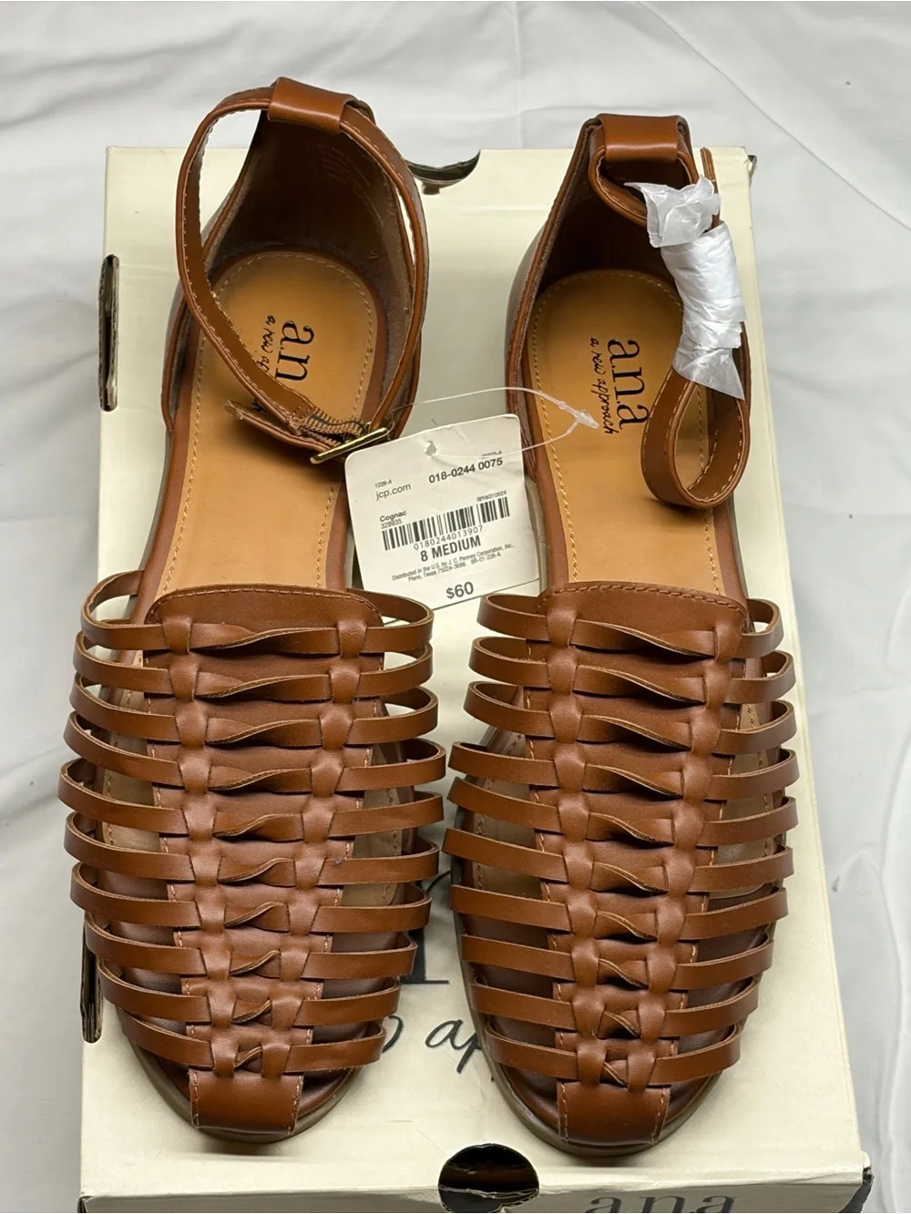 a.n.a Cognac Woven Huarache Sandals